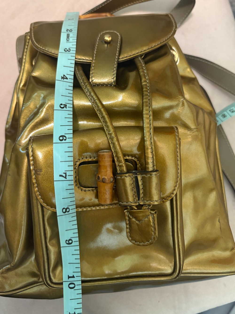 GUCCI Bamboo Mini Backpack Metallic Gold - Picture 12 of 12
